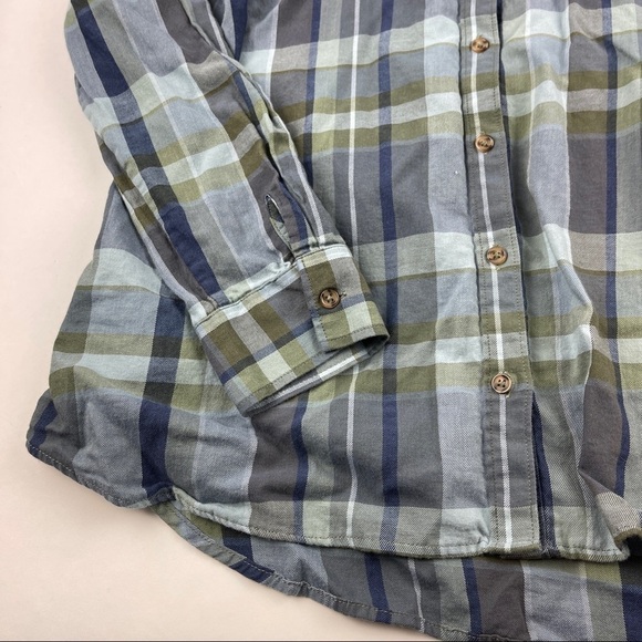 Christopher & Banks Button Up Shirt Womens Large Blue Plaid Long Sleeve - Picture 4 of 8